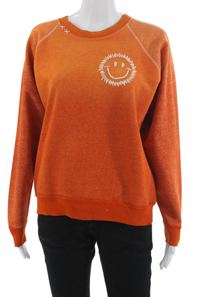 ISMBS Unisex Orange Cotton Crew Neck Pullover Sweatshirt Long Sleeve Size L