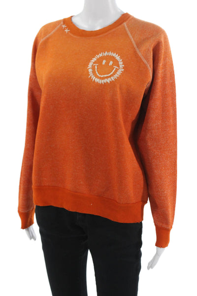 ISMBS Unisex Orange Cotton Crew Neck Pullover Sweatshirt Long Sleeve Size L