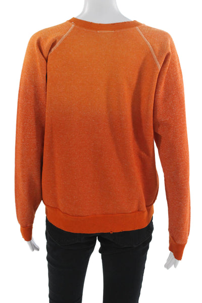 ISMBS Unisex Orange Cotton Crew Neck Pullover Sweatshirt Long Sleeve Size L