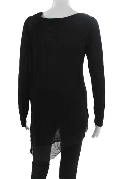 BCBGMAXAZRIA Womens Tunic T-Shirt Black Modal Scoop Neck Long Sleeve Size L