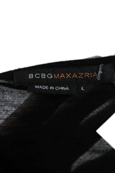 BCBGMAXAZRIA Womens Tunic T-Shirt Black Modal Scoop Neck Long Sleeve Size L