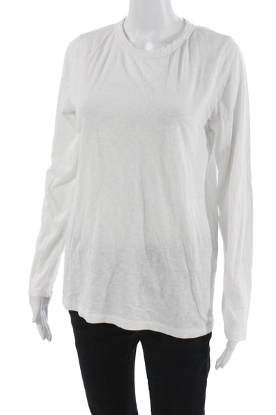 Rag & Bone Womens Pima Cotton White Long Sleeve Crew Neck Basic T-Shirt Size L