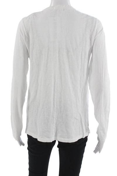 Rag & Bone Womens Pima Cotton White Long Sleeve Crew Neck Basic T-Shirt Size L