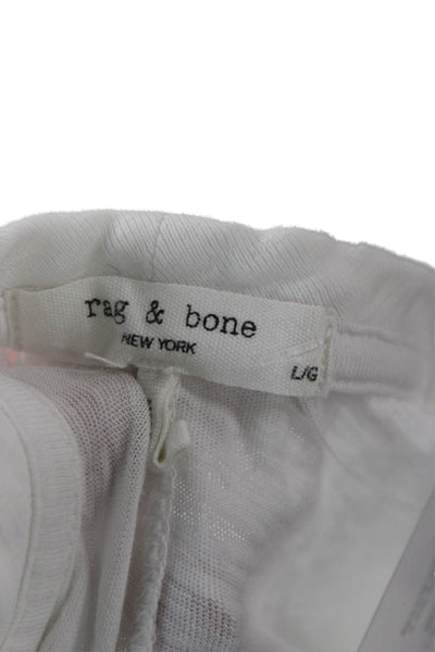 Rag & Bone Womens Pima Cotton White Long Sleeve Crew Neck Basic T-Shirt Size L