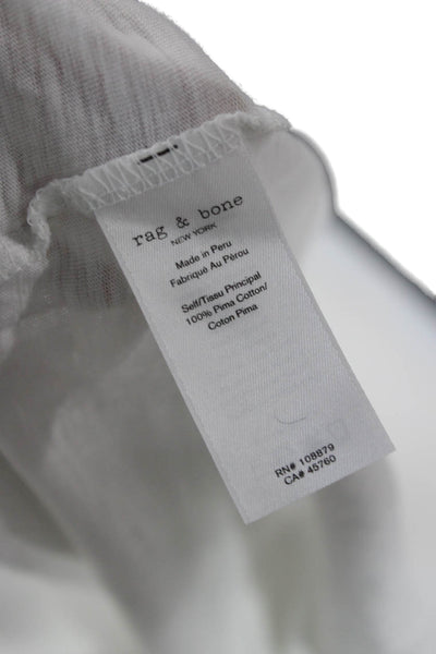 Rag & Bone Womens Pima Cotton White Long Sleeve Crew Neck Basic T-Shirt Size L