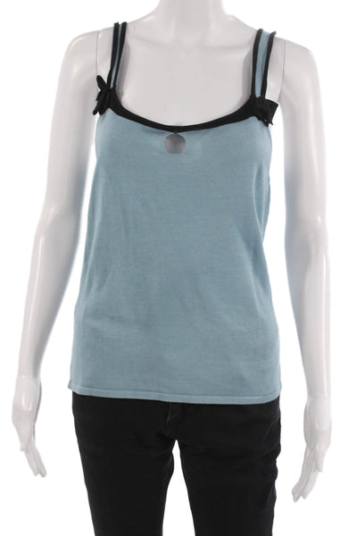 BCBGMAXAZRIA Women Basic Silk V Neck Button Up Blue Long Sleeve Size S