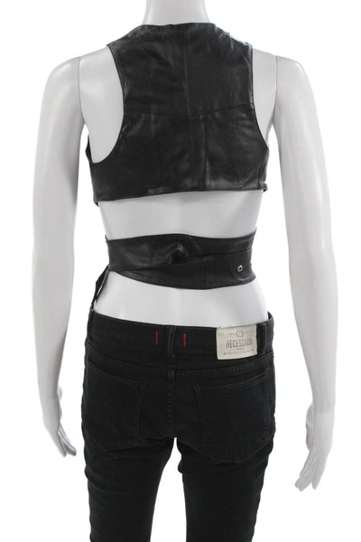 Nonchalant Label Women Cropped Halter Tank Black Polyester Sleeveless Size S