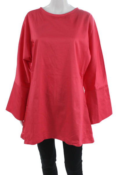 Nonchalant Label Womens Tunic Blouse Red Long Sleeve Round Neck Size S