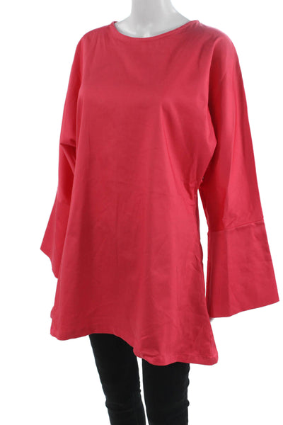Nonchalant Label Womens Tunic Blouse Red Long Sleeve Round Neck Size S