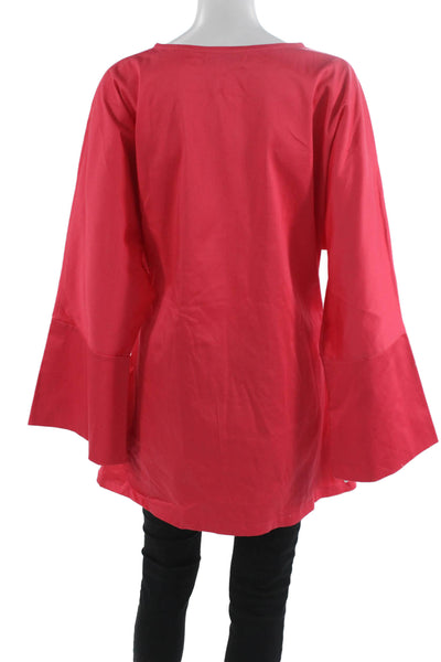 Nonchalant Label Womens Tunic Blouse Red Long Sleeve Round Neck Size S