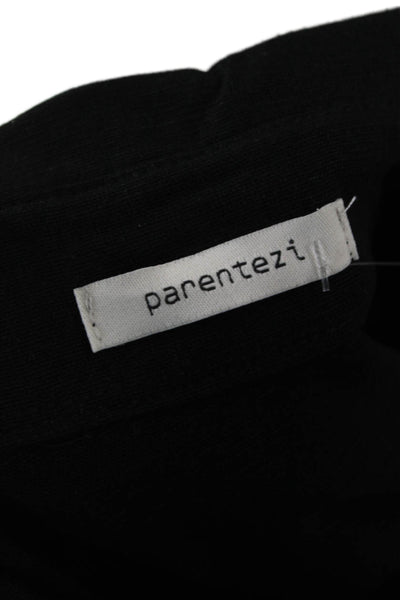 Parentezi Womens Shirt Dress Black Linen Blend Collared Long Sleeve Midi Size M