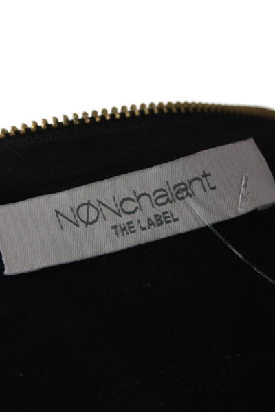 Nonchalant Label Women Shift Dress Gold V-Neck Long Sleeve Above Knee Size M