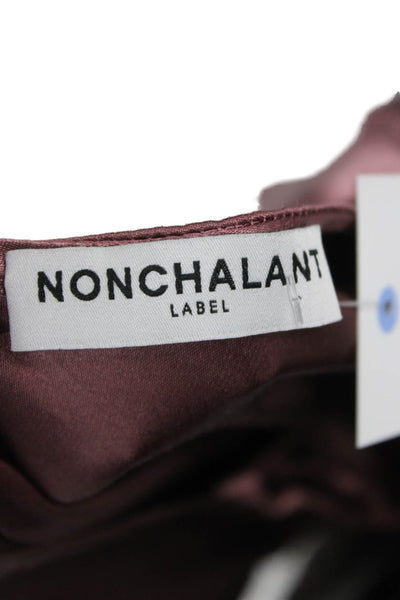 Nonchalant Label Womens Maxi Dress Purple V-Neck Lace-Up Long-Sleeve Size S