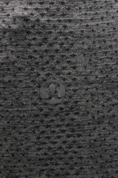 Lululemon Womens Gray Geometric Crew Neck T-Shirt Short Sleeve Nylon Size 6