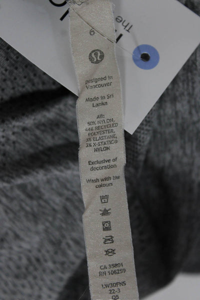Lululemon Womens Gray Geometric Crew Neck T-Shirt Short Sleeve Nylon Size 6