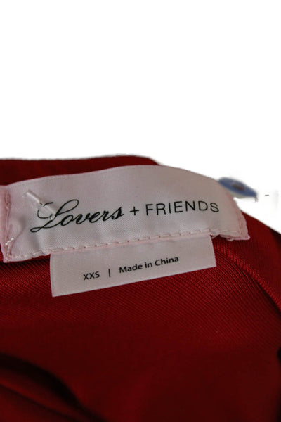 Lovers + Friends Womens Red Off Shoulder Sleeveless Tank Bamboo Size 2XS