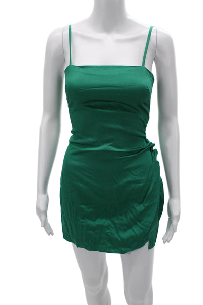 Lovers + Friends Women Mini Tencel Square Neck Short Green Dress Size 2XS