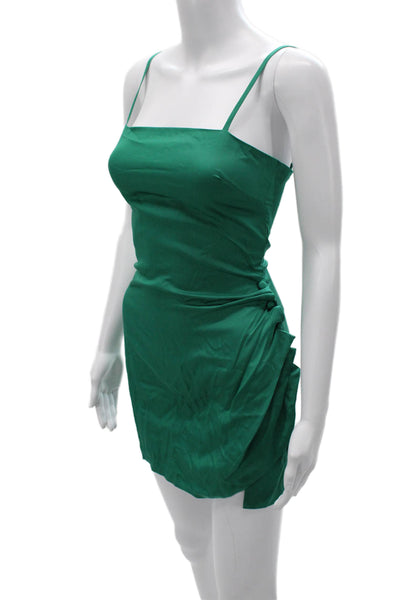 Lovers + Friends Women Mini Tencel Square Neck Short Green Dress Size 2XS