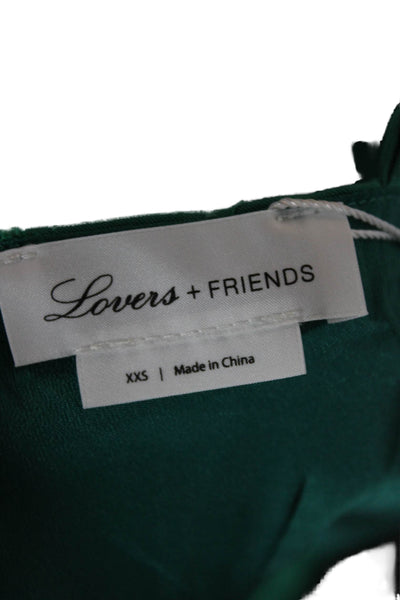 Lovers + Friends Women Mini Tencel Square Neck Short Green Dress Size 2XS
