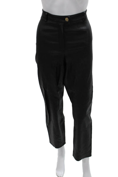 Escada Womens Ankle Lamb Leather Pants Black Size XL