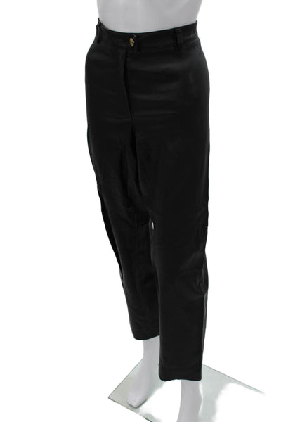Escada Womens Ankle Lamb Leather Pants Black Size XL