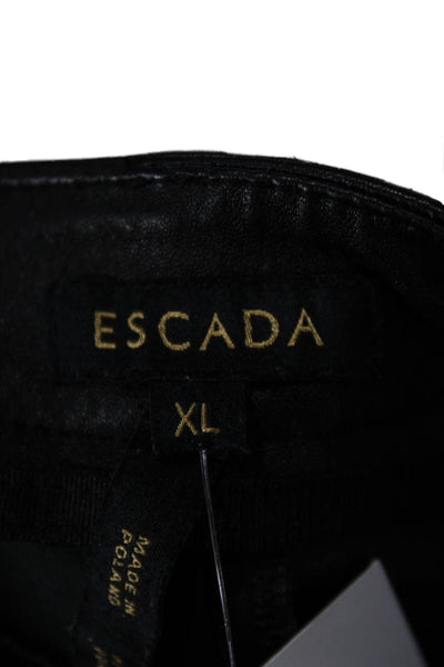 Escada Womens Ankle Lamb Leather Pants Black Size XL