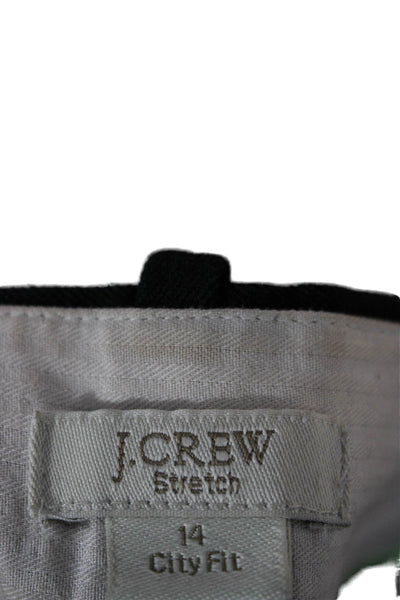 J Crew Womens Black Capri Pants Cotton Zip Inseam 24 Size 14