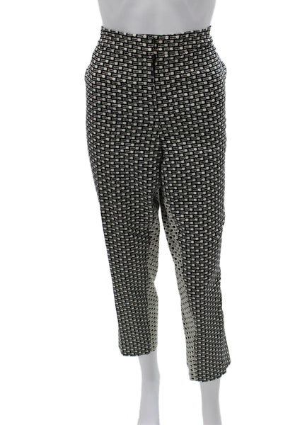 Lela Rose Women Cropped Geometric Cotton Pants Black Zip Size 14