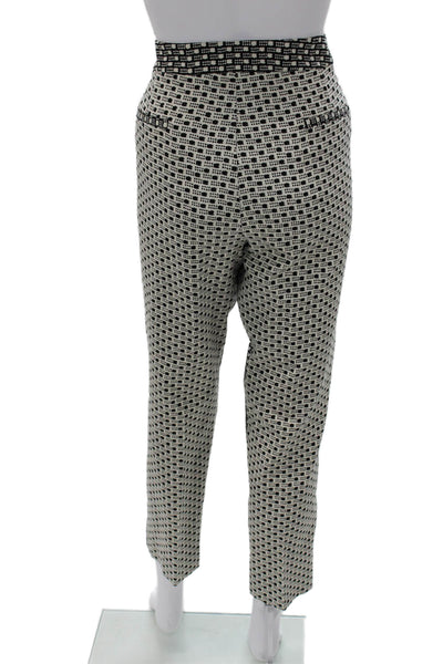Lela Rose Women Cropped Geometric Cotton Pants Black Zip Size 14