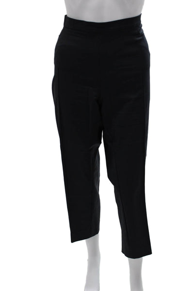 Akris Punto Womens Cropped Black Pants Zip Cotton Size 14