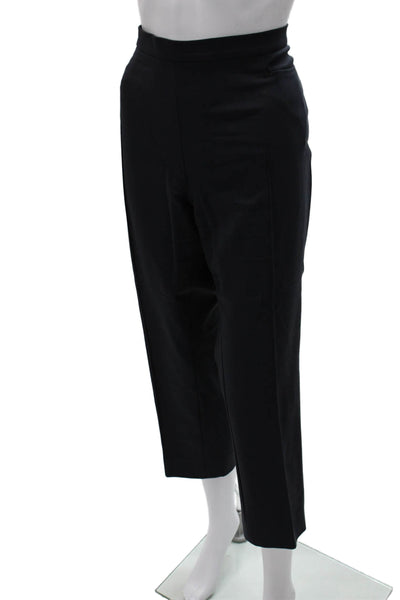 Akris Punto Womens Cropped Black Pants Zip Cotton Size 14
