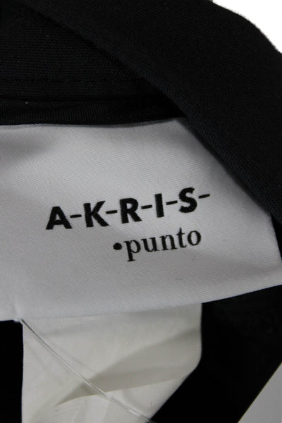Akris Punto Womens Cropped Black Pants Zip Cotton Size 14