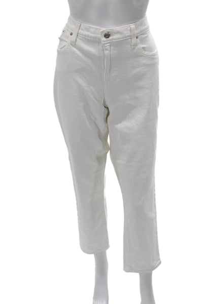 J Crew Women Boyfriend Jeans White Cotton Button Inseam 28 Size 32