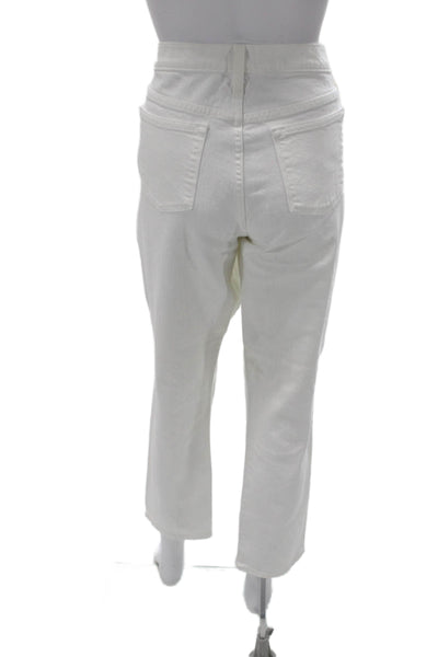 J Crew Women Boyfriend Jeans White Cotton Button Inseam 28 Size 32