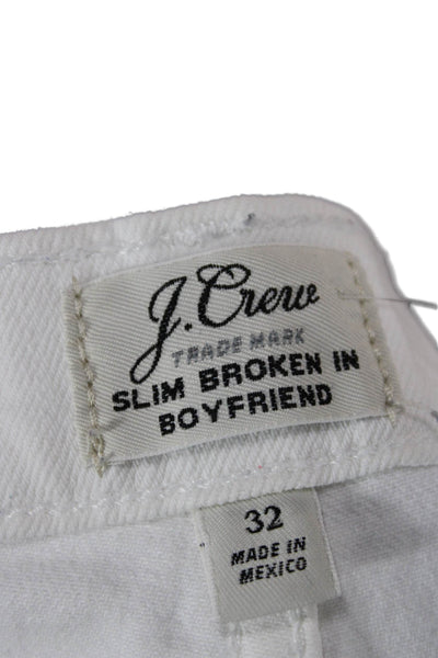 J Crew Womens Boyfriend Jeans White Cotton Low Rise Size 32