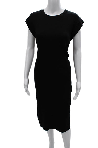Zara Womens T-Shirt Dress Black Cotton Short Sleeve Crew Neck Size M