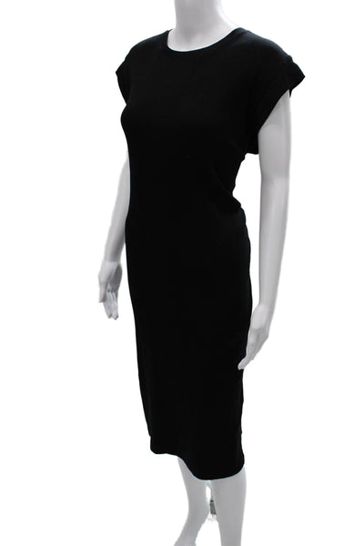 Zara Womens T-Shirt Dress Black Cotton Short Sleeve Crew Neck Size M