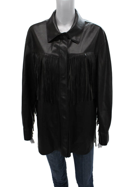MNG Womens Basic Jacket Black Button Long Sleeve Polyester Size 6