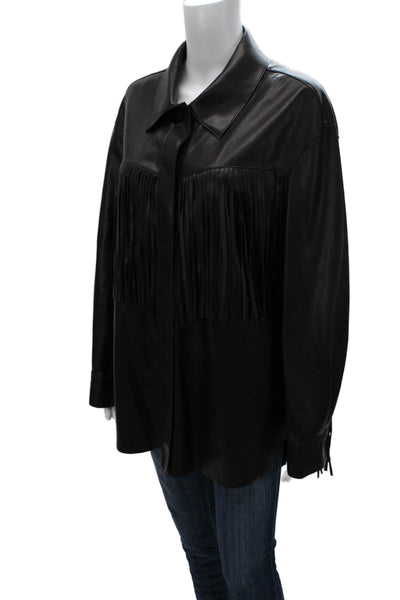 MNG Womens Basic Jacket Black Button Long Sleeve Polyester Size 6