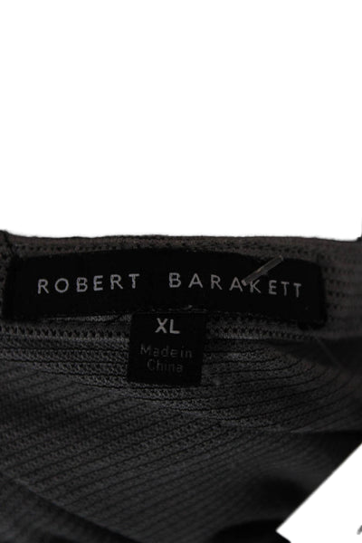 Robert Barakett Mens Long Sleeve Striped Henley Shirt Gray Size XL