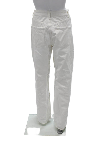 Zara Women Straight Jeans White High Rise 100% Cotton Size 24
