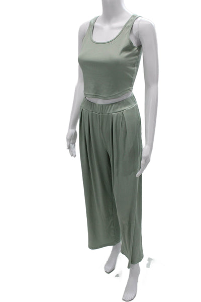 Ekouaer Women Striped Sleeveless Scoop Neck Pullover Set Green Size S