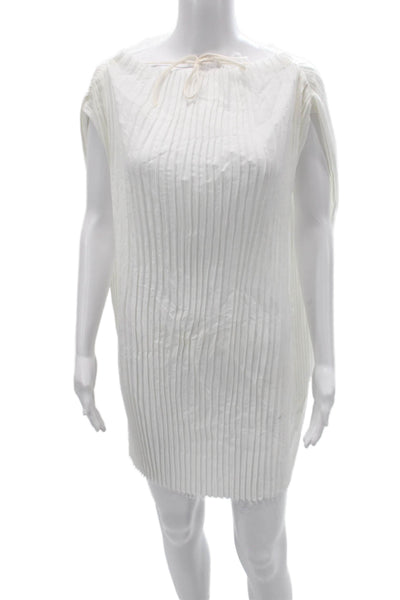Nonchalant Label Women Shift Dress White Boat Neck Short Sleeve Size XS