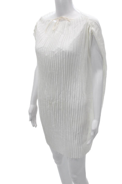 Nonchalant Label Women Shift Dress White Boat Neck Short Sleeve Size XS