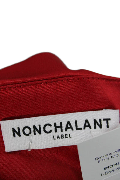 Nonchalant Label Women Dress Pants Red Polyester Zip Size S