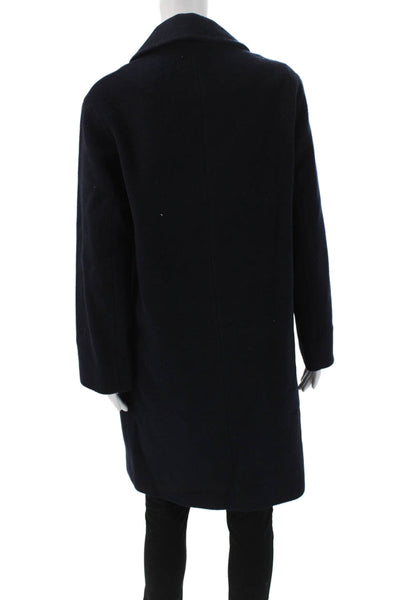Gerard Darel Womens Overcoat Blue Wool Button Solid Long Sleeve Size 38
