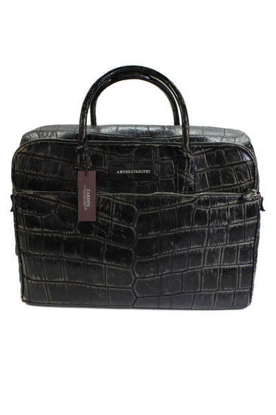 Tardini Unisex Adult Genuine Alligator Skin Portfolio Briefcase Handbag Black