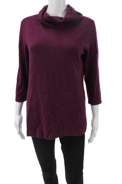Classiques Entier Womens Pullover Cashmere Cowl Neck 3/4 Sleeve Purple Size XL