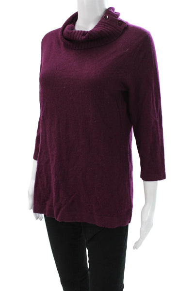 Classiques Entier Womens Pullover Cashmere Cowl Neck 3/4 Sleeve Purple Size XL