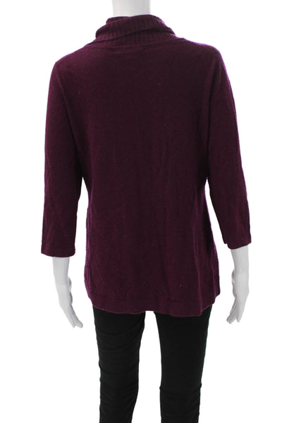 Classiques Entier Womens Pullover Cashmere Cowl Neck 3/4 Sleeve Purple Size XL